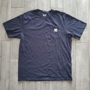 Carhartt Men's Large Tall Navy Blue Pocket T-Shirt Loose Fit Workwear